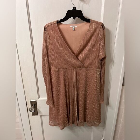 Maurices Never worn Metallic Pink V-Neck Dress - Picture 2 of 6
